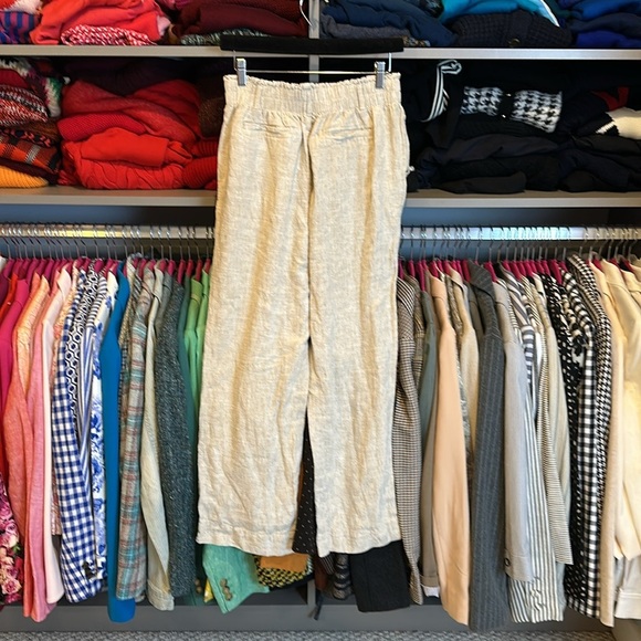 Briggs cream linen blend elastic waistband 4 pocket pants size S - Picture 3 of 3